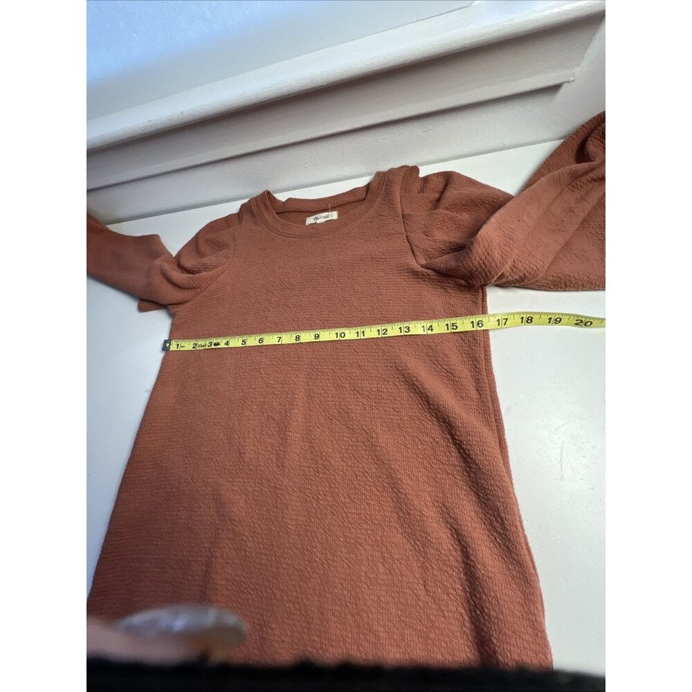 Madewell Pleated Statement Puff Sleeves Dusty Orange Rust Autumn‎ Top Size XS - Picture 9 of 10